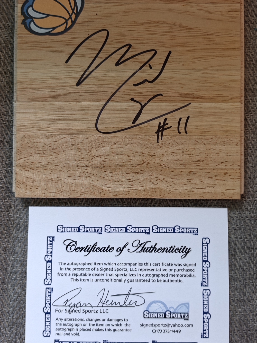 Mike Conley Signed Floor Hardwood Memphis Grizzlies Basketball NBA SS COA